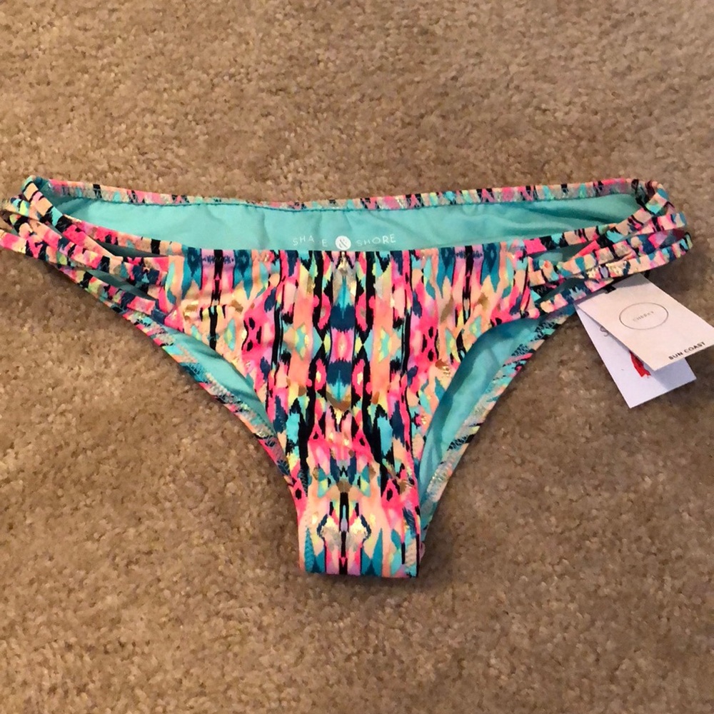 Multi colored printed cheeky bikini bottoms, NWT